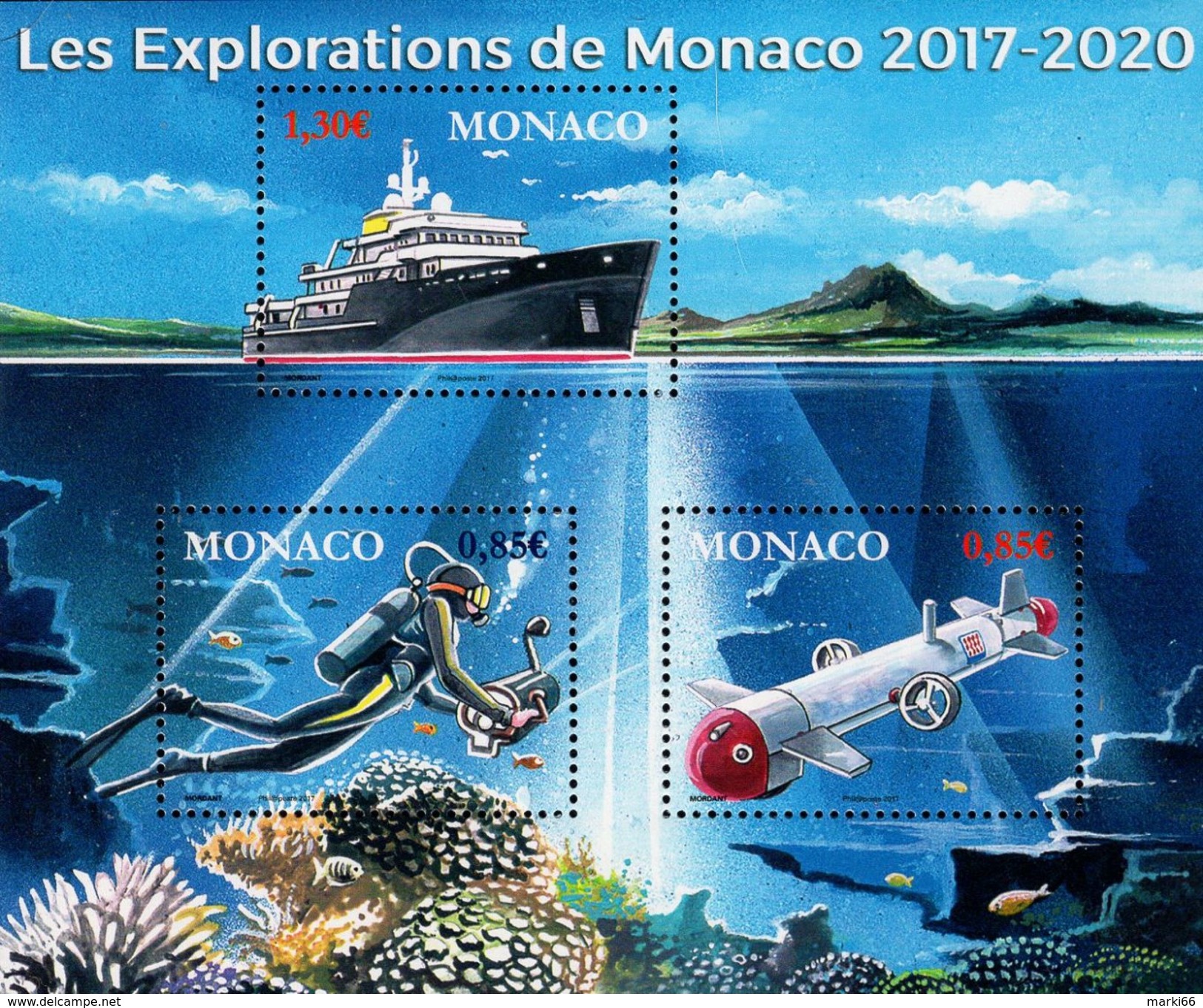 Monaco - 2017 - Monaco Marine Explorations - Mint Souvenir Sheet - Nuevos