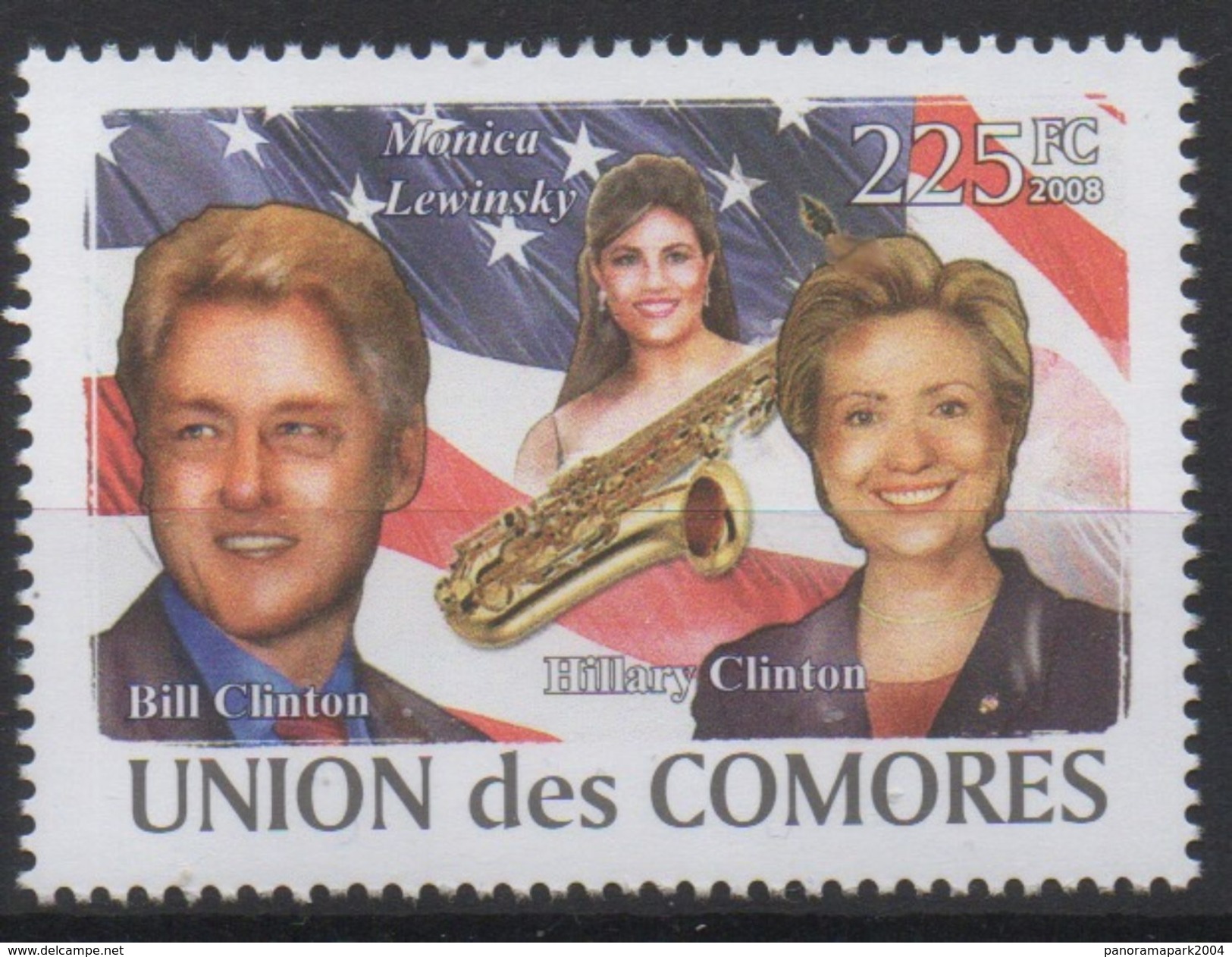 Comores Comoros Komoren 2008 USA President Bill Hillary Clinton Monica Levinsky Music Saxophone Mi. I-VI Bl. I Unissued - Music