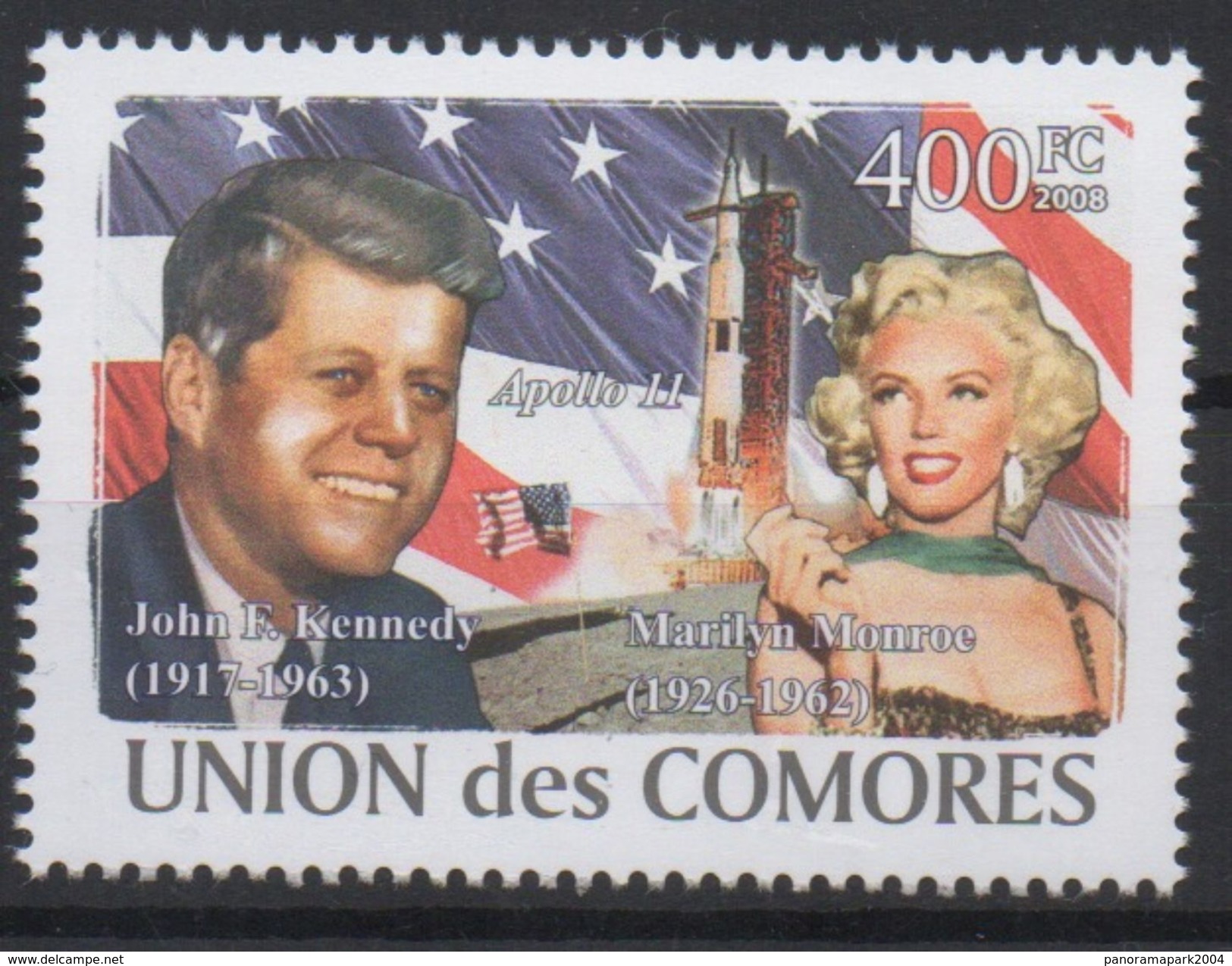 Comores Comoros Komoren 2008 USA President John F. Kennedy Marilyn Monroe Apollo 11 Space Espace Mi. I-VI Bl. I Unissued - Schauspieler