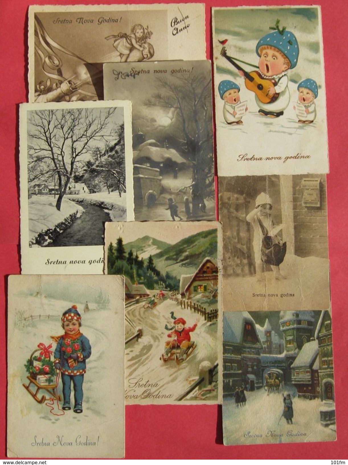 Lot Of 8 Old Postcards, Happy New Year - Sretna Nova Godina - Anno Nuovo