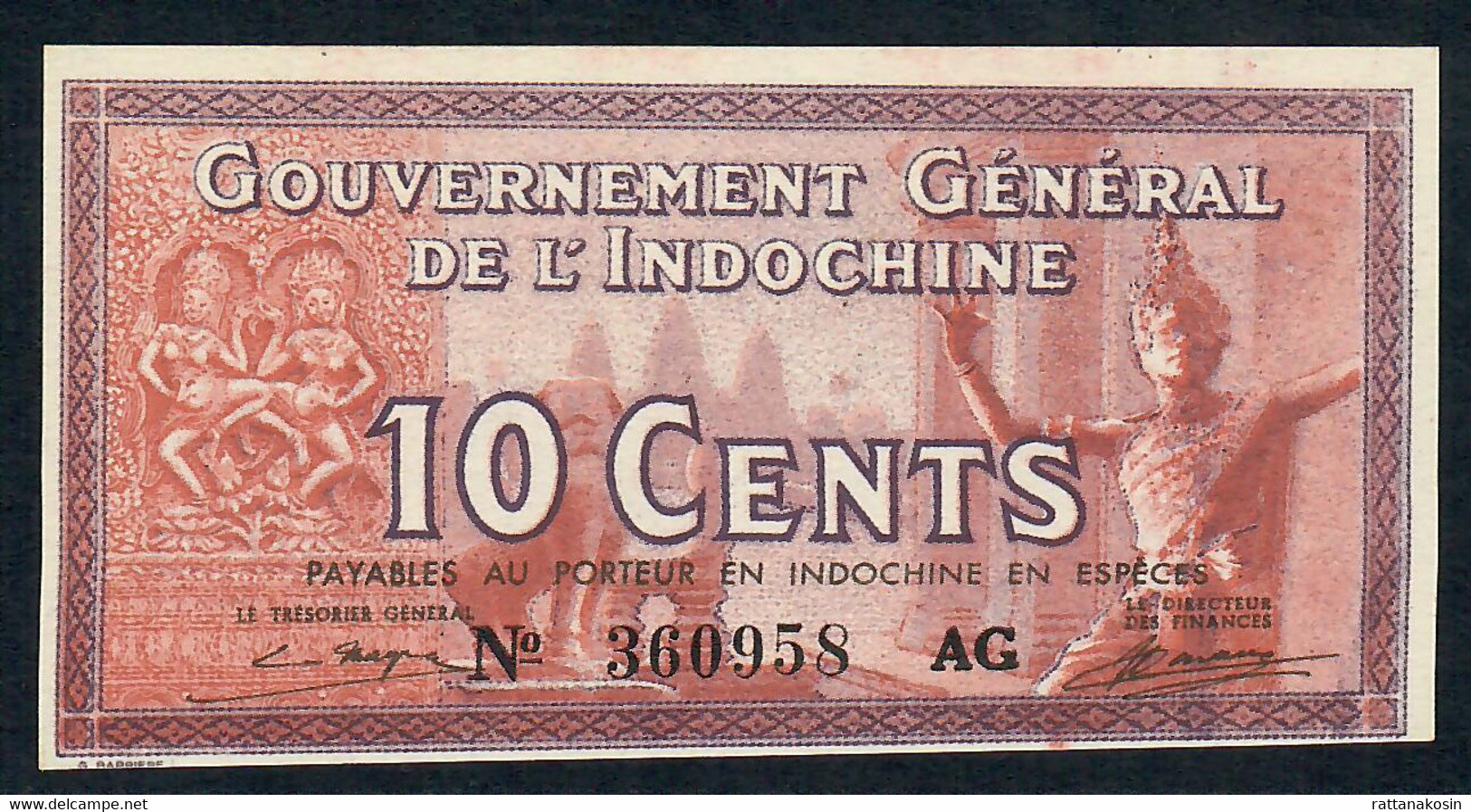 FRENCH INDOCHINA P85c  10 CENTS  1939 #AG      UNC. - Indochina