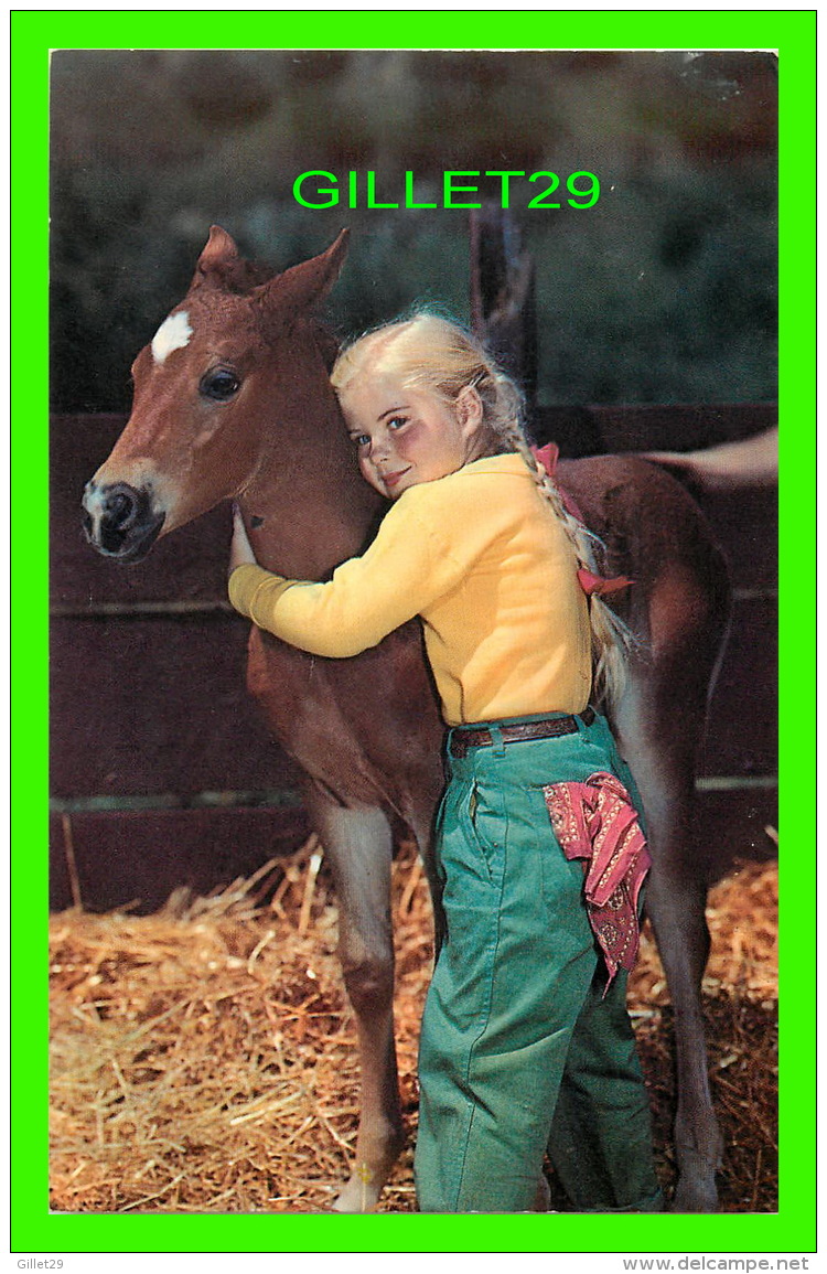 CHEVAUX - HORSES - LITTLE GIRL WITH HER FRIEND -A PAIR OF CUTIES - - Chevaux