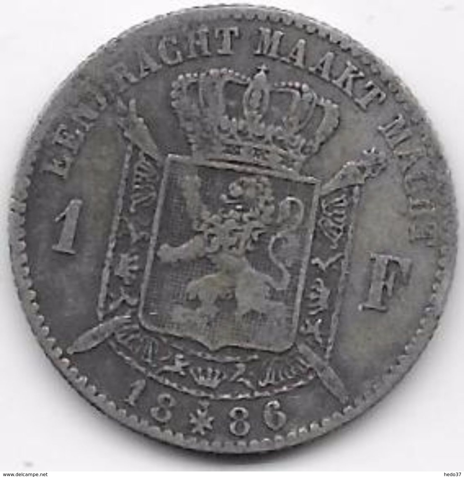 Belgique - 1 Franc 1886 - Argent - 1 Franc