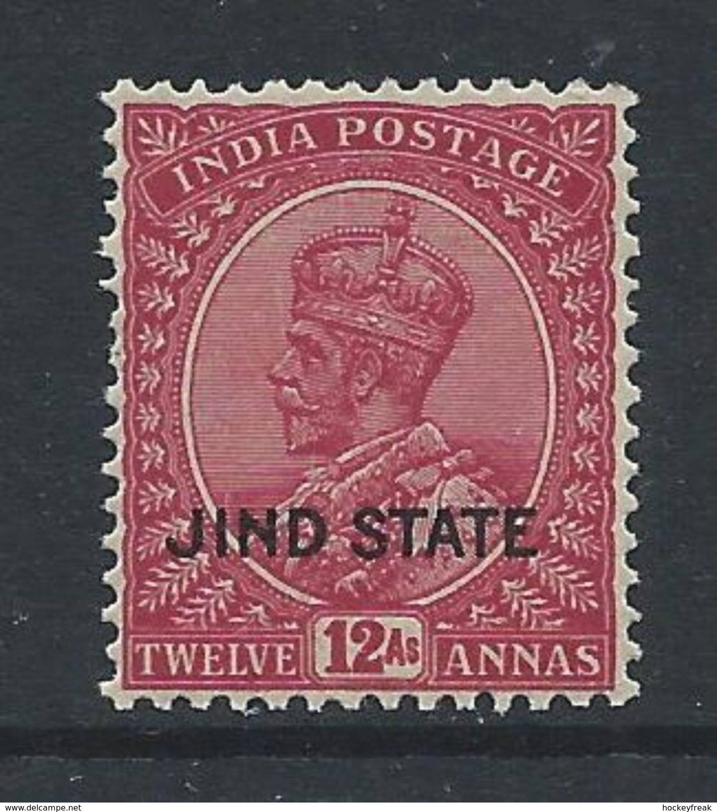 Indian States, Jind 1930 - 12a Claret, Wmk Upright SG97 MNH Cat £24 As MH SG2020 - Please See Full Description Below - Jhind