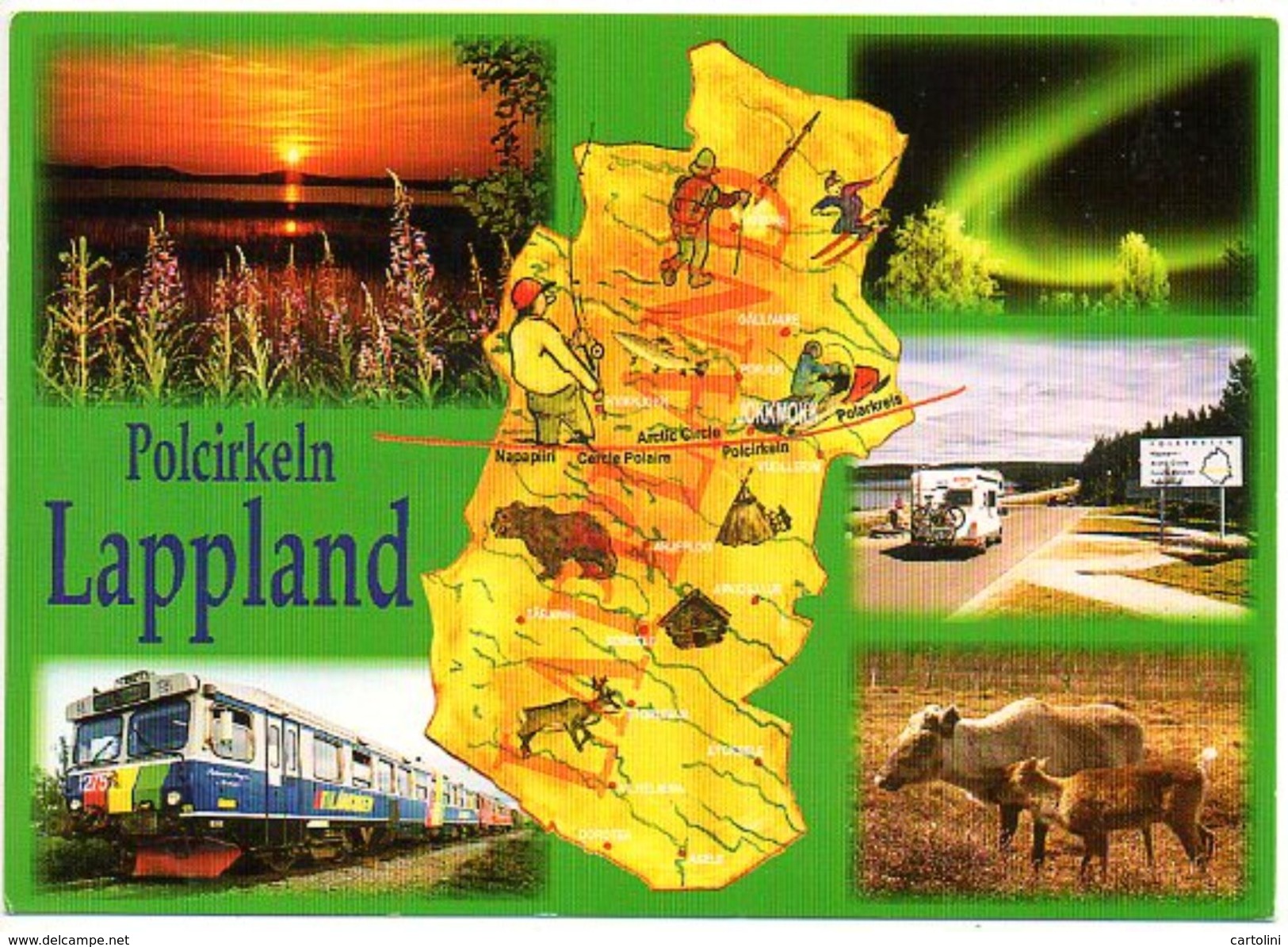 Lapland Poolcirkel Lappland Polcirkeln Multi View Oa Landkaart  Carte Géographique Geografische Karte - Andere & Zonder Classificatie