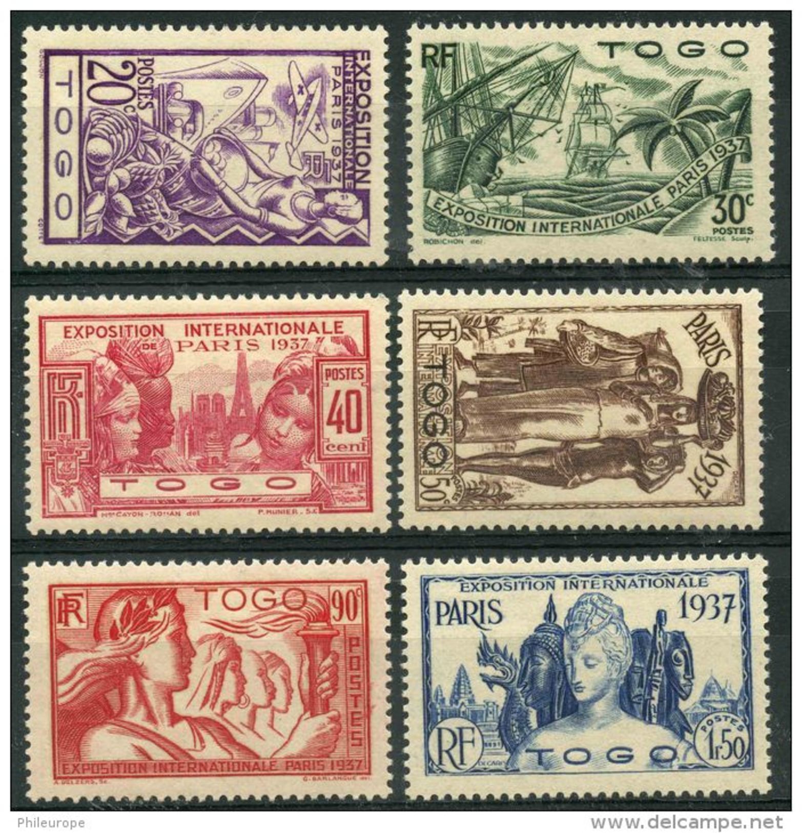 Togo (1937) N 165 à 170 * (charniere) - Unused Stamps