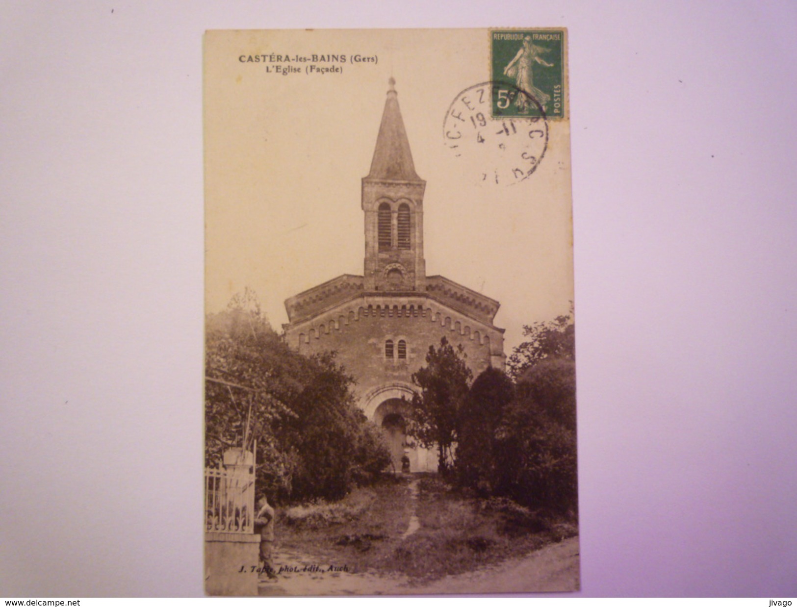 CASTERA-les-BAINS  (Gers)  :  L'EGLISE  (Façade)   1912    - Castera