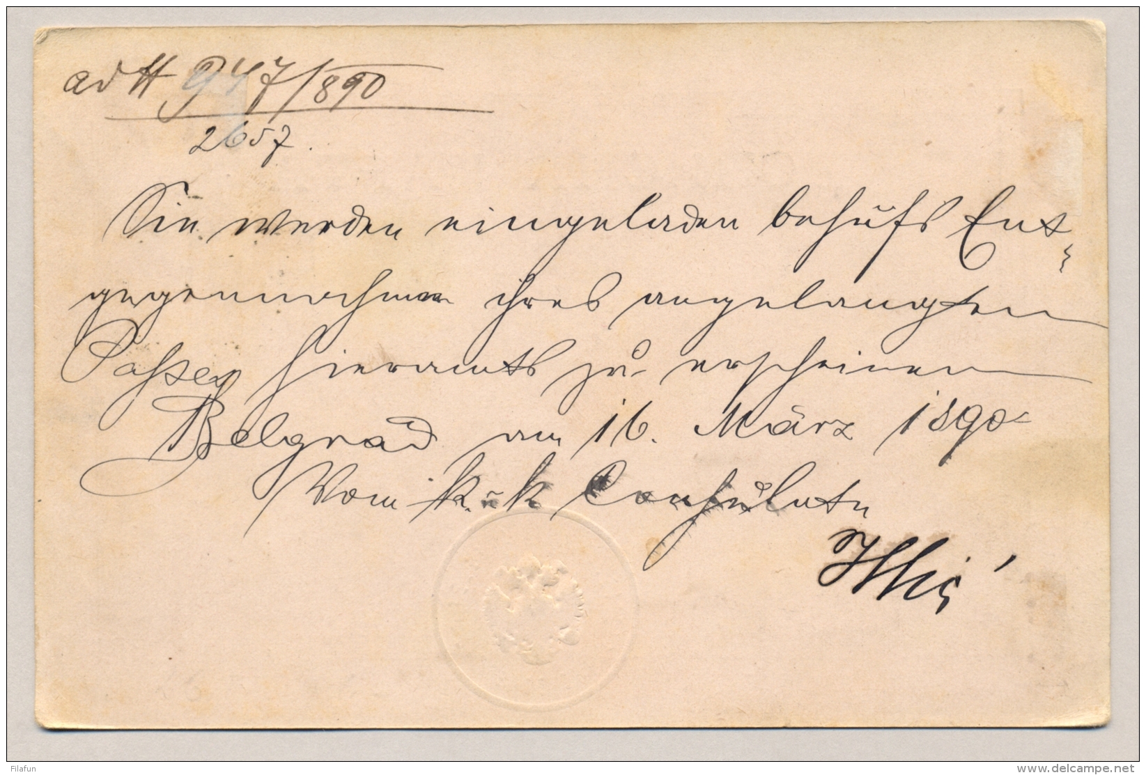 Serbia - 1890 - 5 Pa Carte Postale - Local Use Beograd - Servië