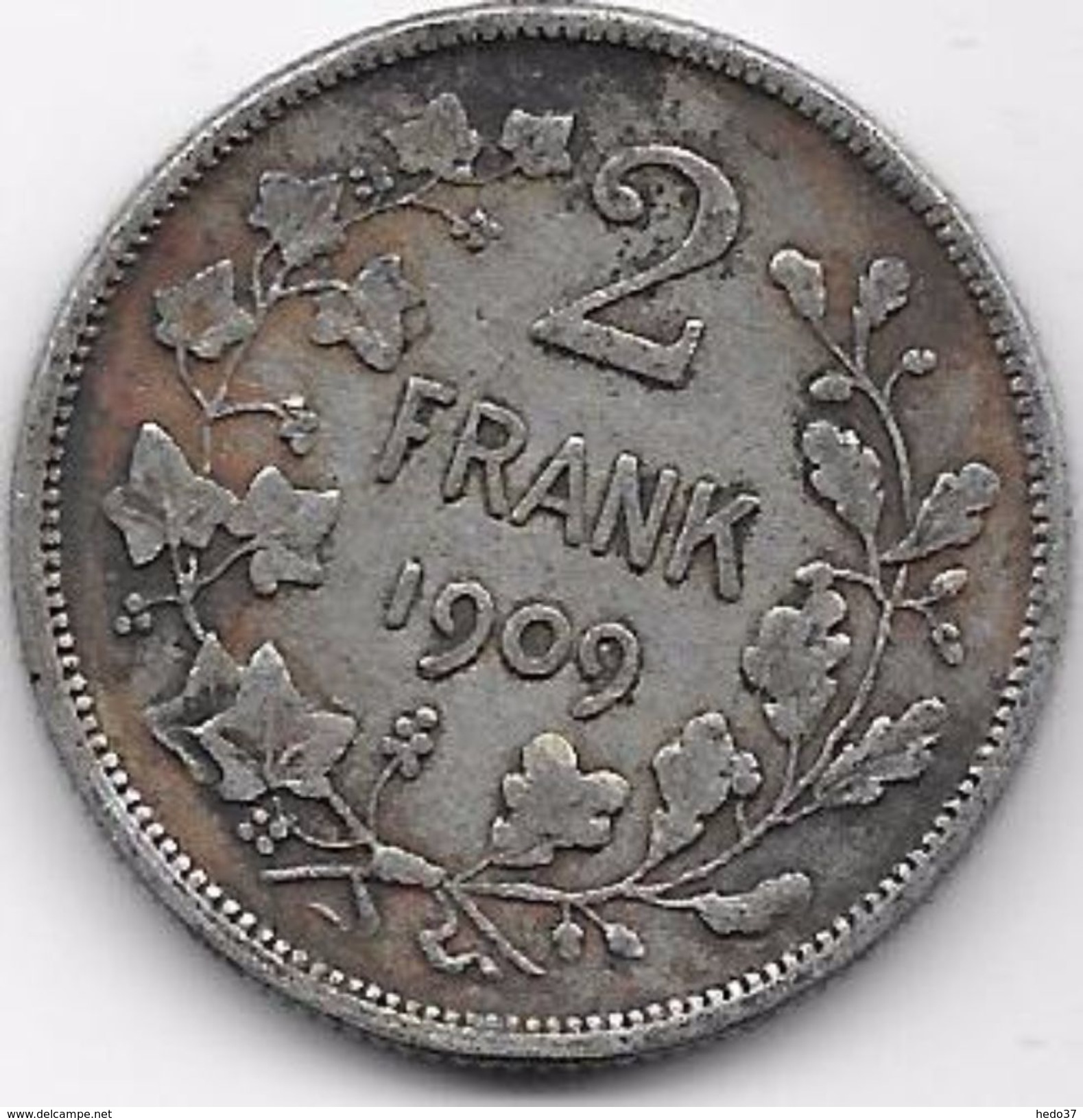 Belgique - 2 Francs 1909 - Argent - 2 Francs