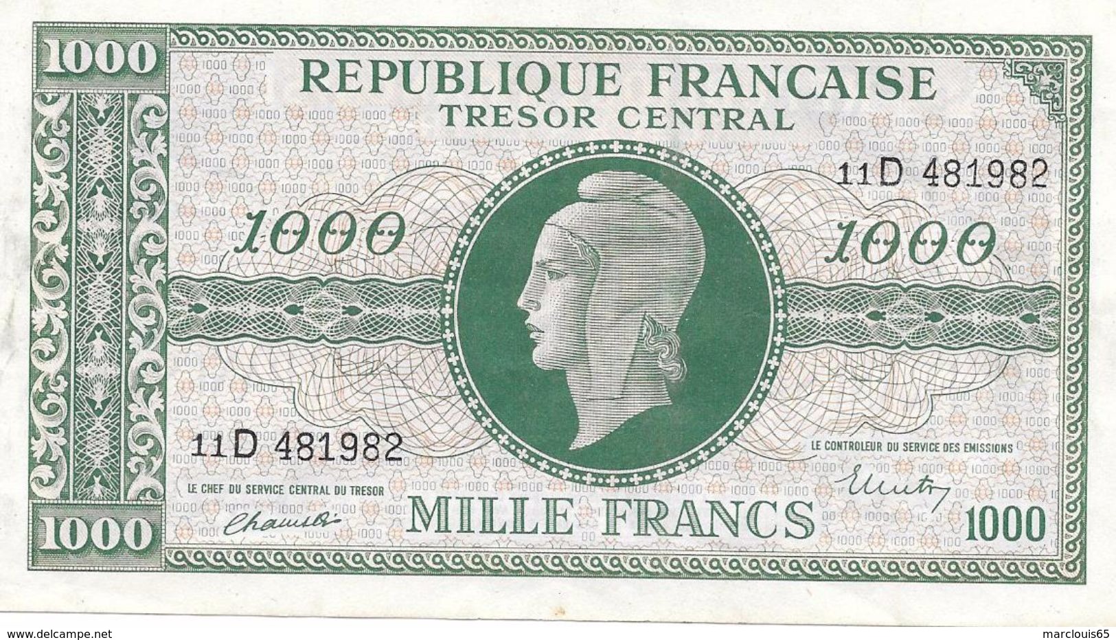 FRANCE 1945 Marianne Dulac 1000 Francs - 1943-1945 Marianne