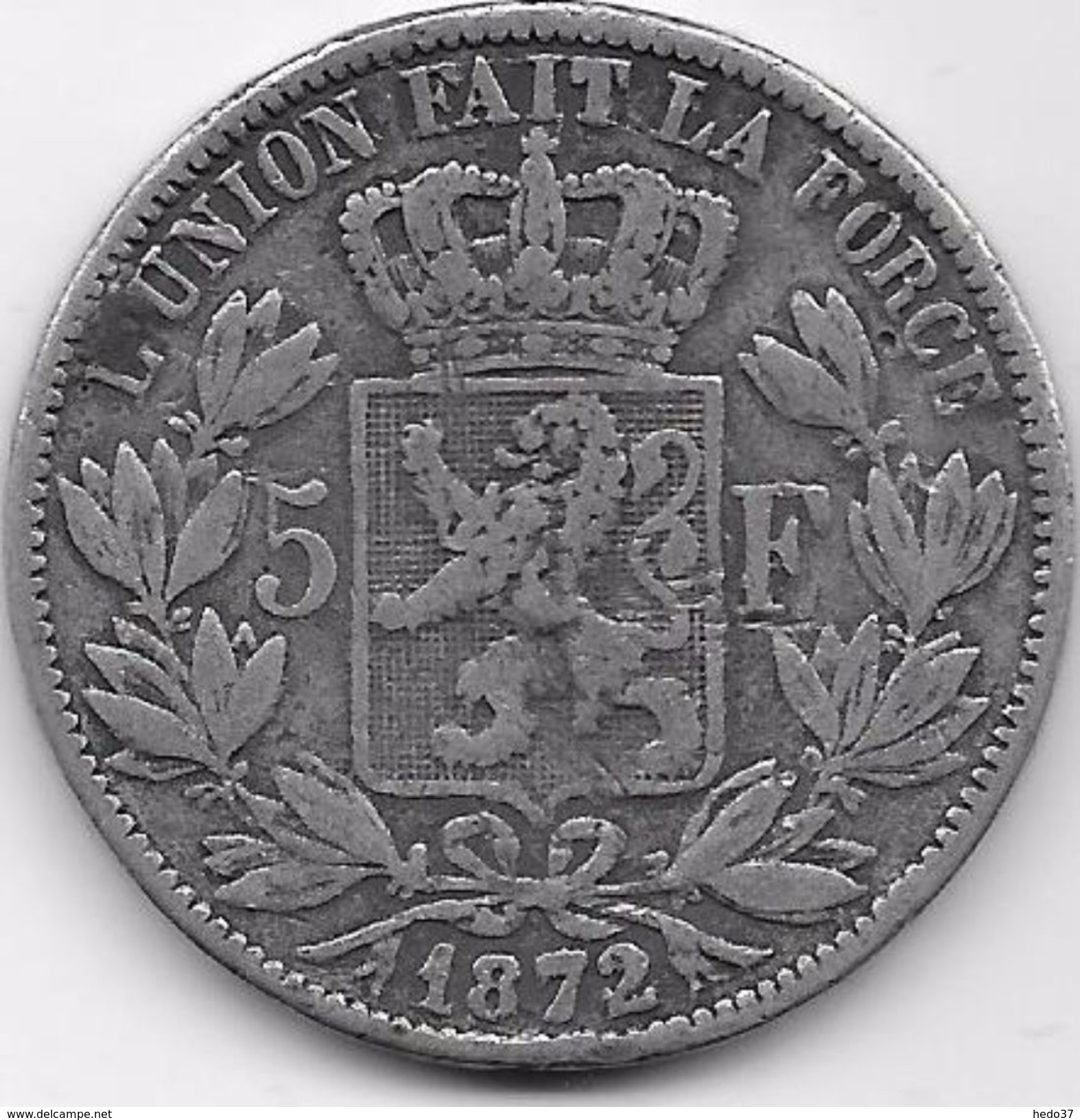Belgique - 5 Francs 1872 - Fausse Pour Servir - 5 Francs