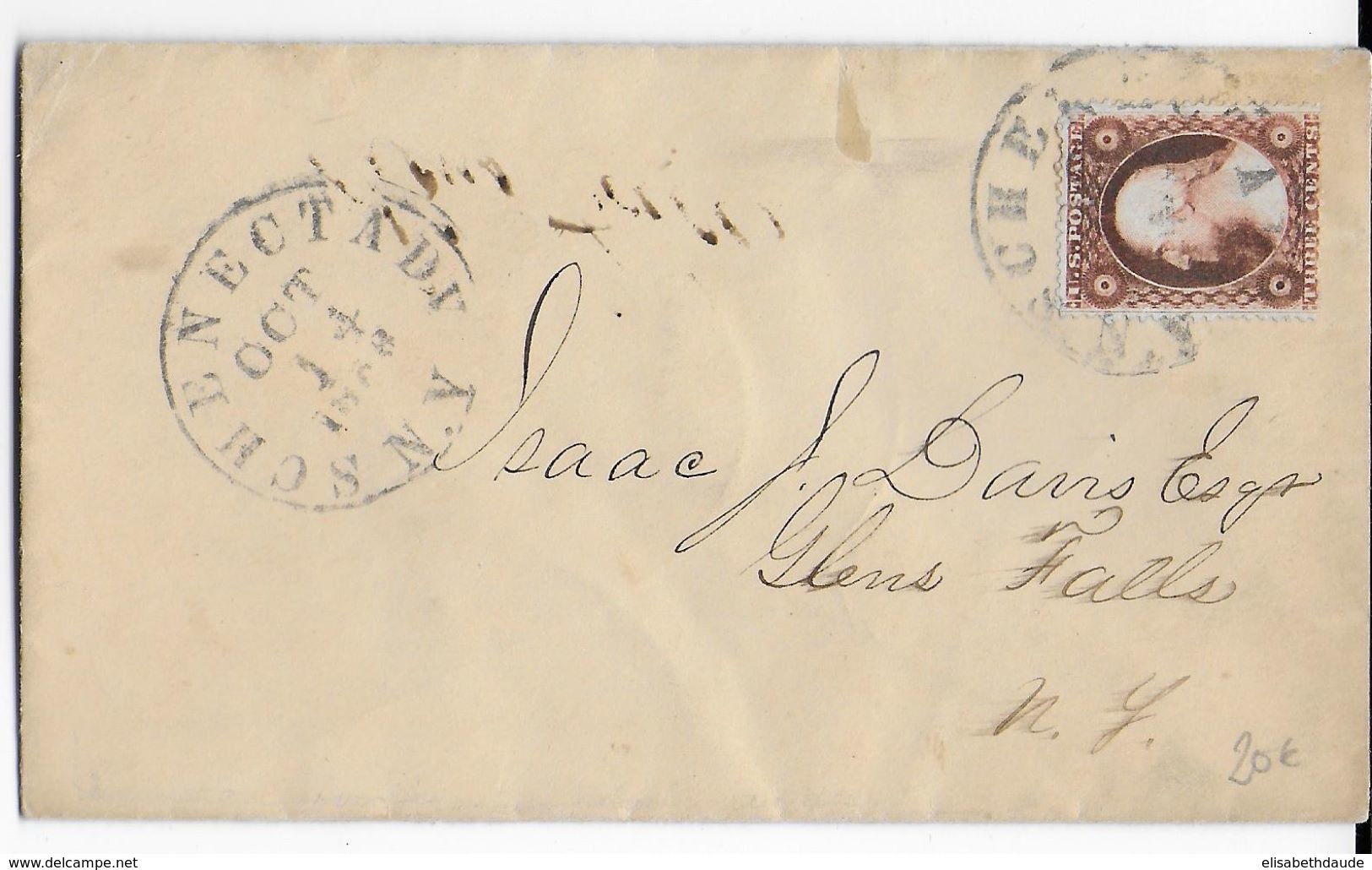 USA - 1858 - ENVELOPPE De SCHENECTADY (NY) - Lettres & Documents