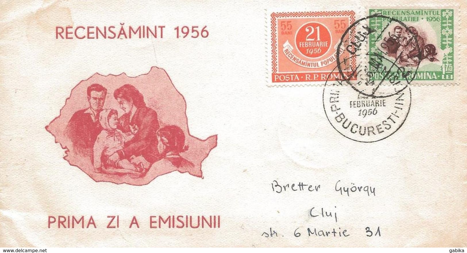 Romania 1956 Circulated FDC Census - Briefe U. Dokumente