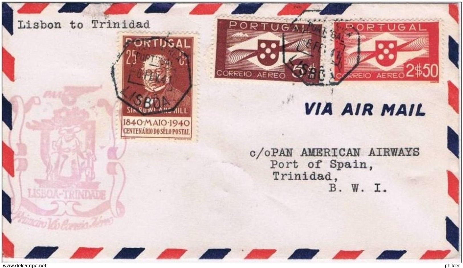 Portugal, 1941, Correio Aéreo Lisbon-Trinidad - Used Stamps