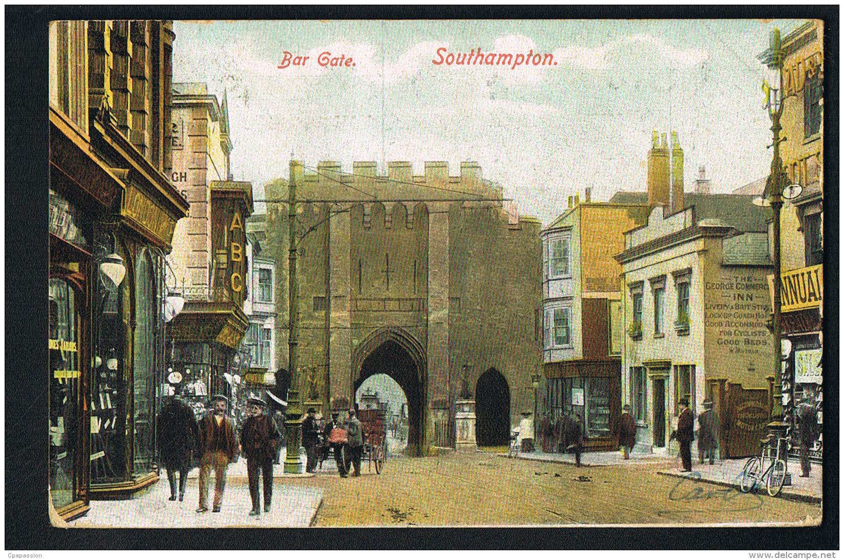 SOUTHAMPTON -Bar Gate  -  Voyagée 1907 -  Recto Verso-  Paypal Free - Southampton