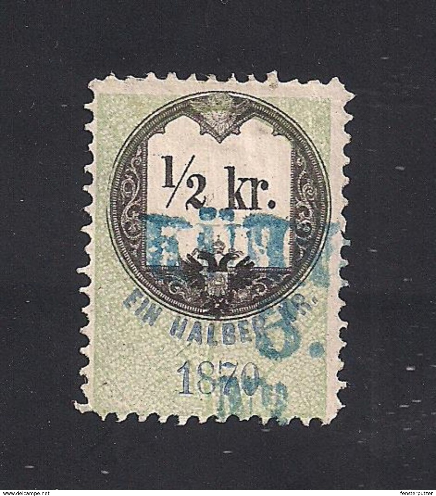 1 Austria Revenue 1/2 Kr. 1870 Ultramarinblau - Steuermarken