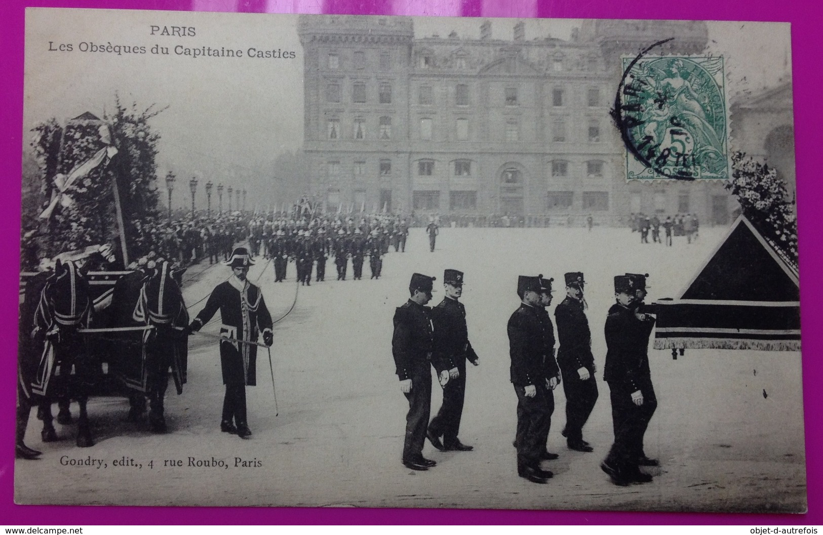 Cpa Pompiers De Paris Obsèques Capitaine Casties Carte Postale Incendie Rue De Bercy Pompier 75 Rare (2) - Firemen