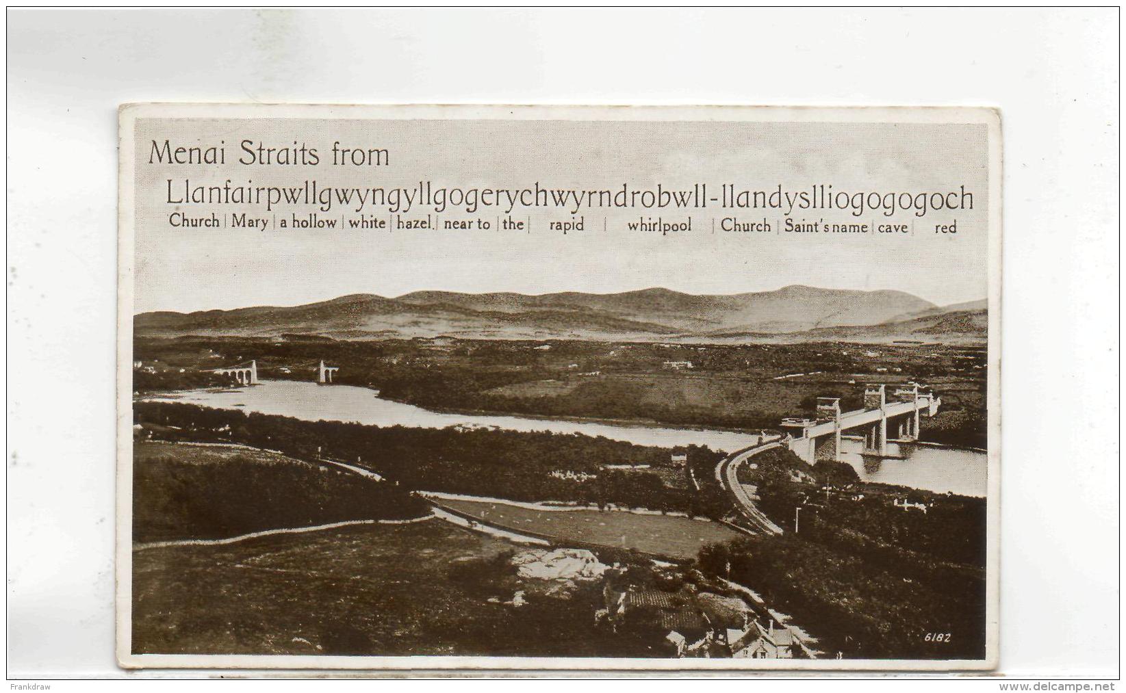 Postcard - Menai Straits - Card No.6182 - Dated On Rear Aug 23 1937 Very Good - Unclassified