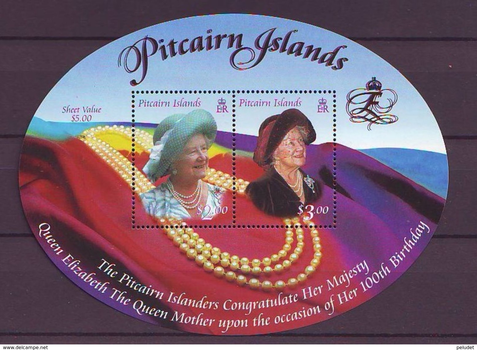 Pitcairn Islands - 2000 The 100th Anniversary Of The Birth Of Queen Elizabeth The Queen Mother, 1900-2002 S/s ** Mi B26 - Islas De Pitcairn