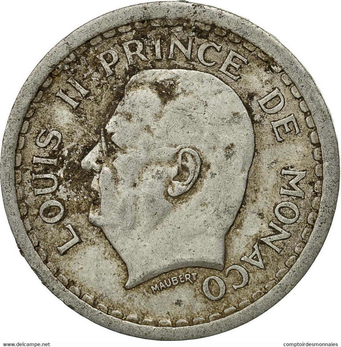 Monnaie, Monaco, Louis II, Franc, 1943, TTB, Aluminium, KM:120, Gadoury:MC131 - 1922-1949 Louis II