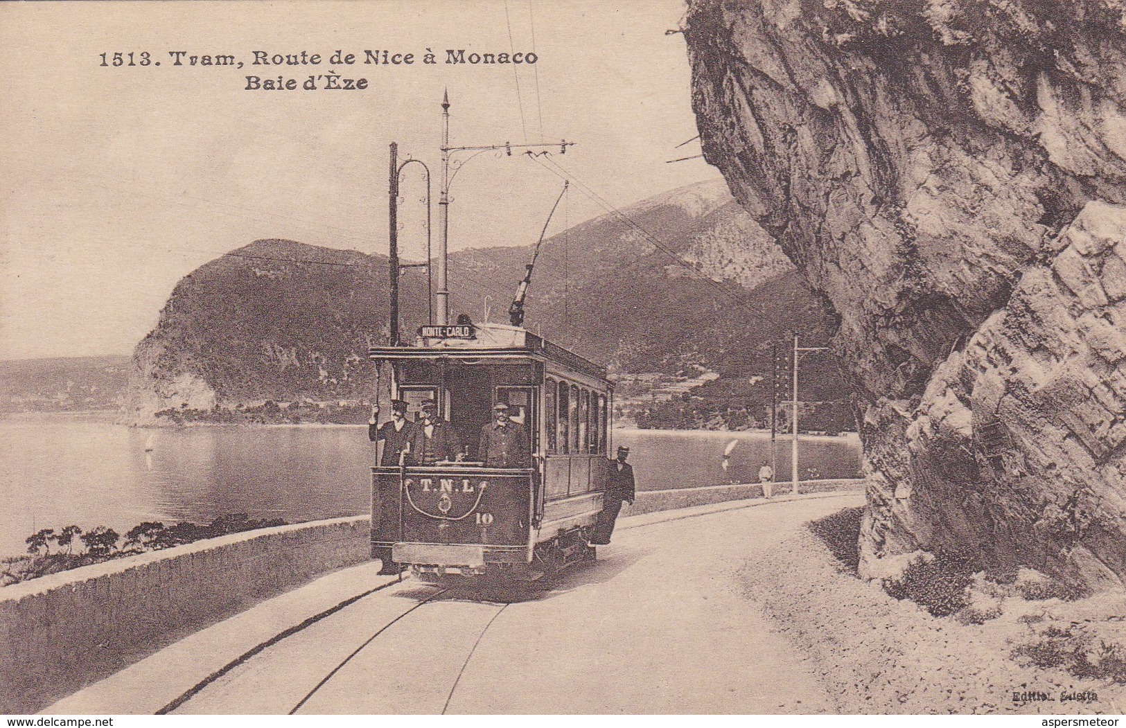 TRAM, ROUTE DE NICE A MONACO. BAIE D'EZE. EDITION GILETTA. CIRCA 1910s. TBE -BLEUP - Transport (road) - Car, Bus, Tramway