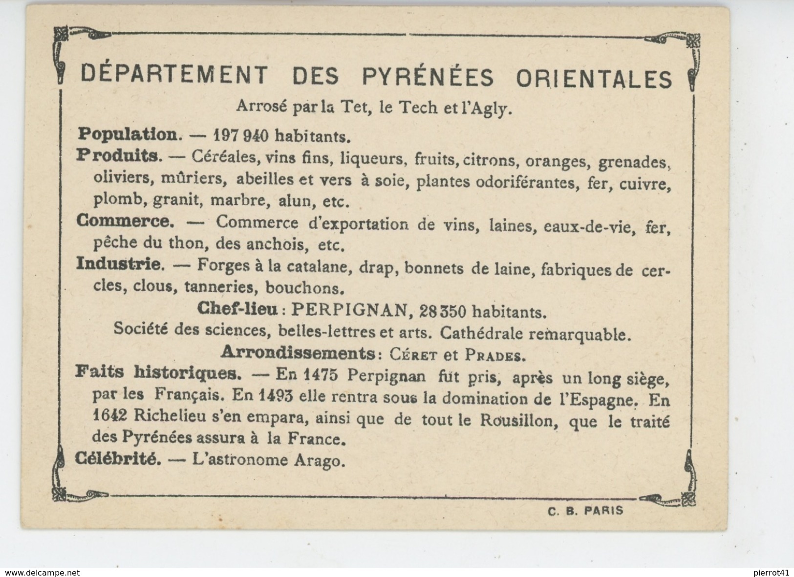 PYRENEES ORIENTALES - DEPARTEMENT DES PYRENEES ORIENTALES Avec Chef-lieu PERPIGNAN - Autres & Non Classés