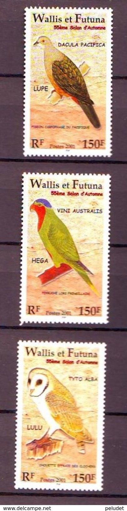 Wallis Et Futuna - 2001, Automn Salon, Birds 3v ** Mi 807/09 - Ungebraucht