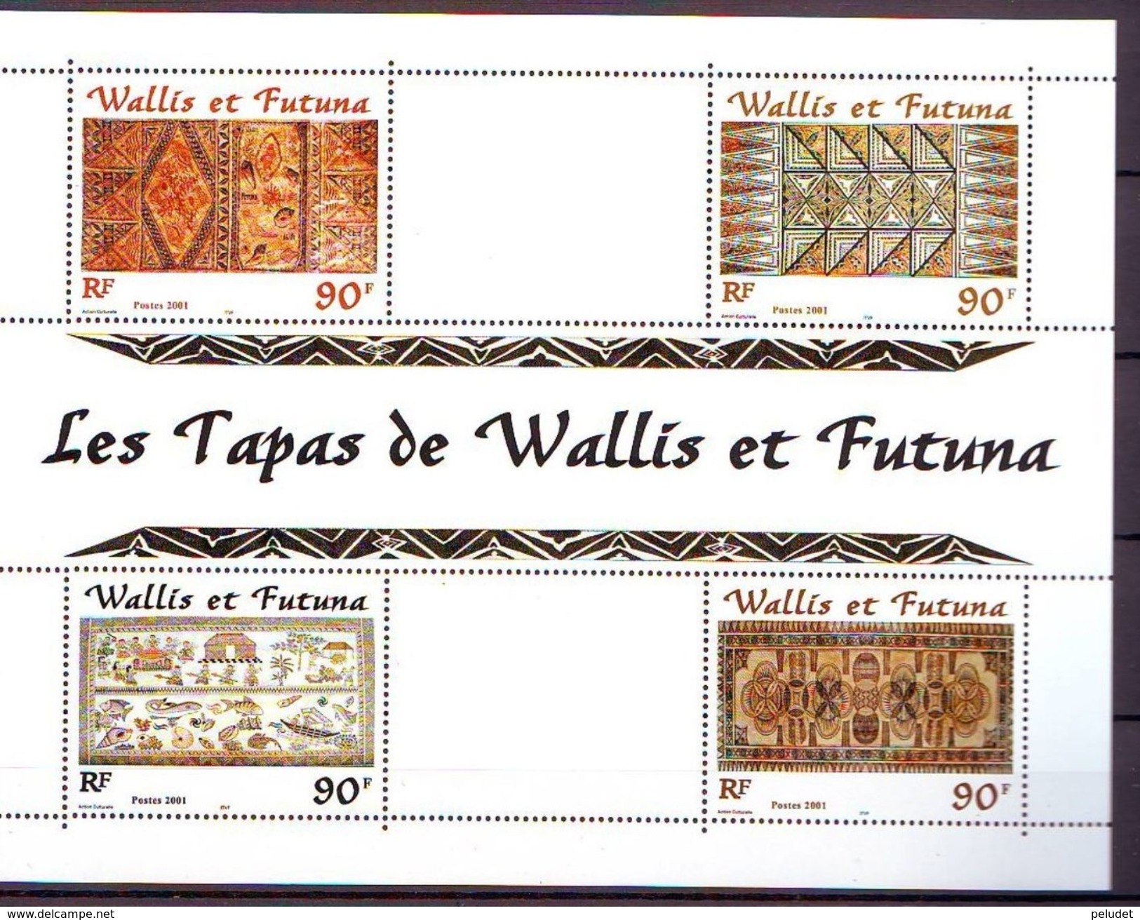 Wallis Et Futuna - 2001 Tapas, Bark Of Paper-mulberry Tree  S/s ** Mi B10 - Unused Stamps