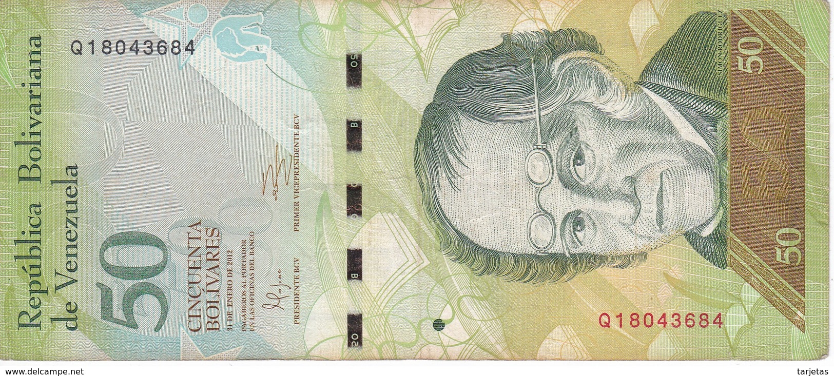 BILLETE DE VENEZUELA DE 50 BOLIVARES DEL 31 DE ENERO DEL AÑO 2012  (BANKNOTE) - Venezuela