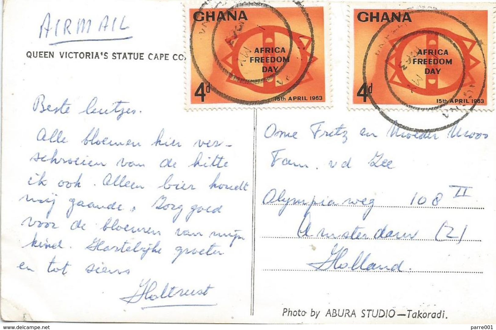 Ghana 1963 Accra Africa Freedom Day Stool Symbol Viewcard - Ghana (1957-...)