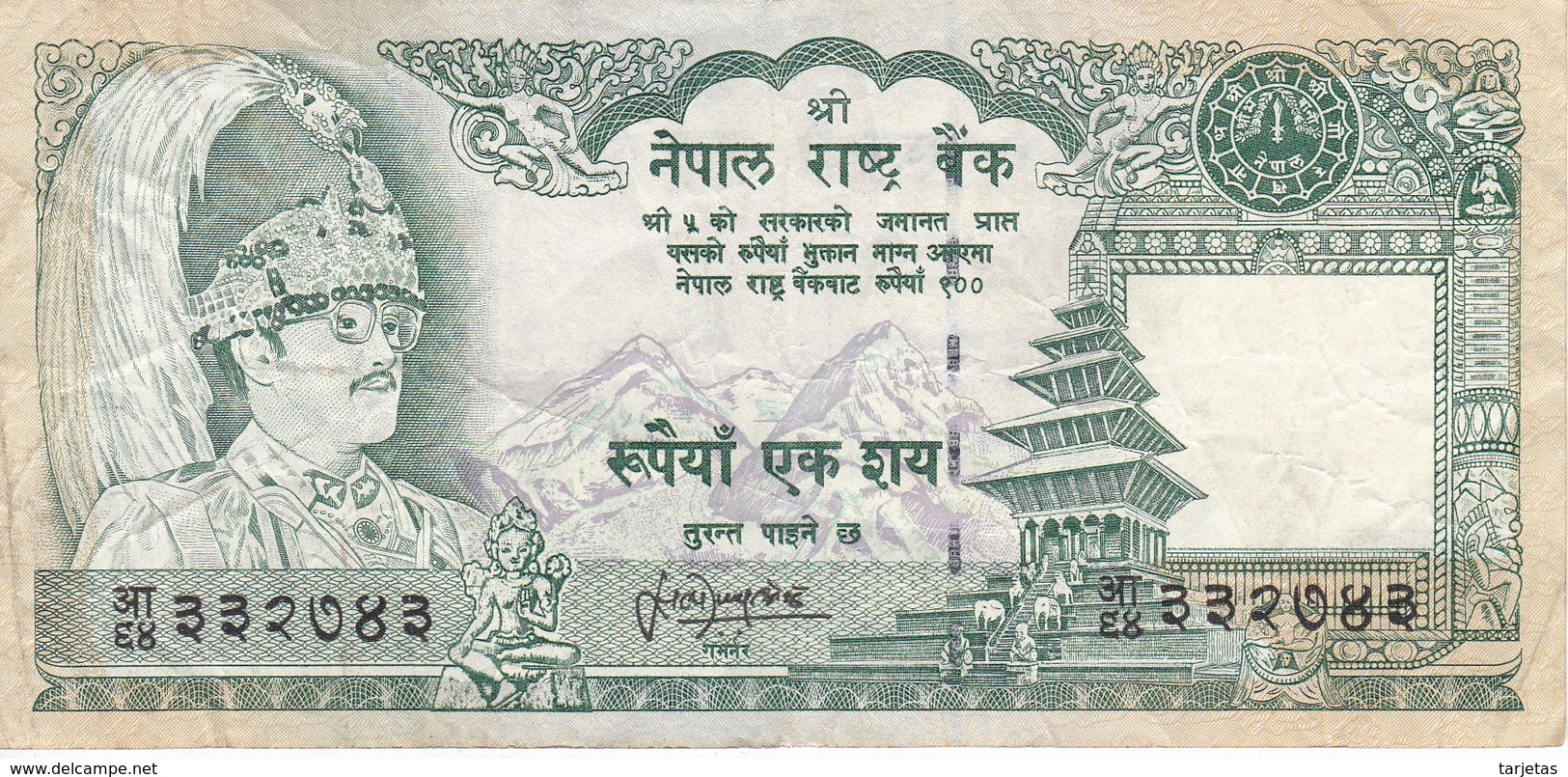 BILLETE DE NEPAL DE 100 RUPIAS DEL AÑO 1981 RINOCERONTE-RHINO (BANKNOTE) - Nepal