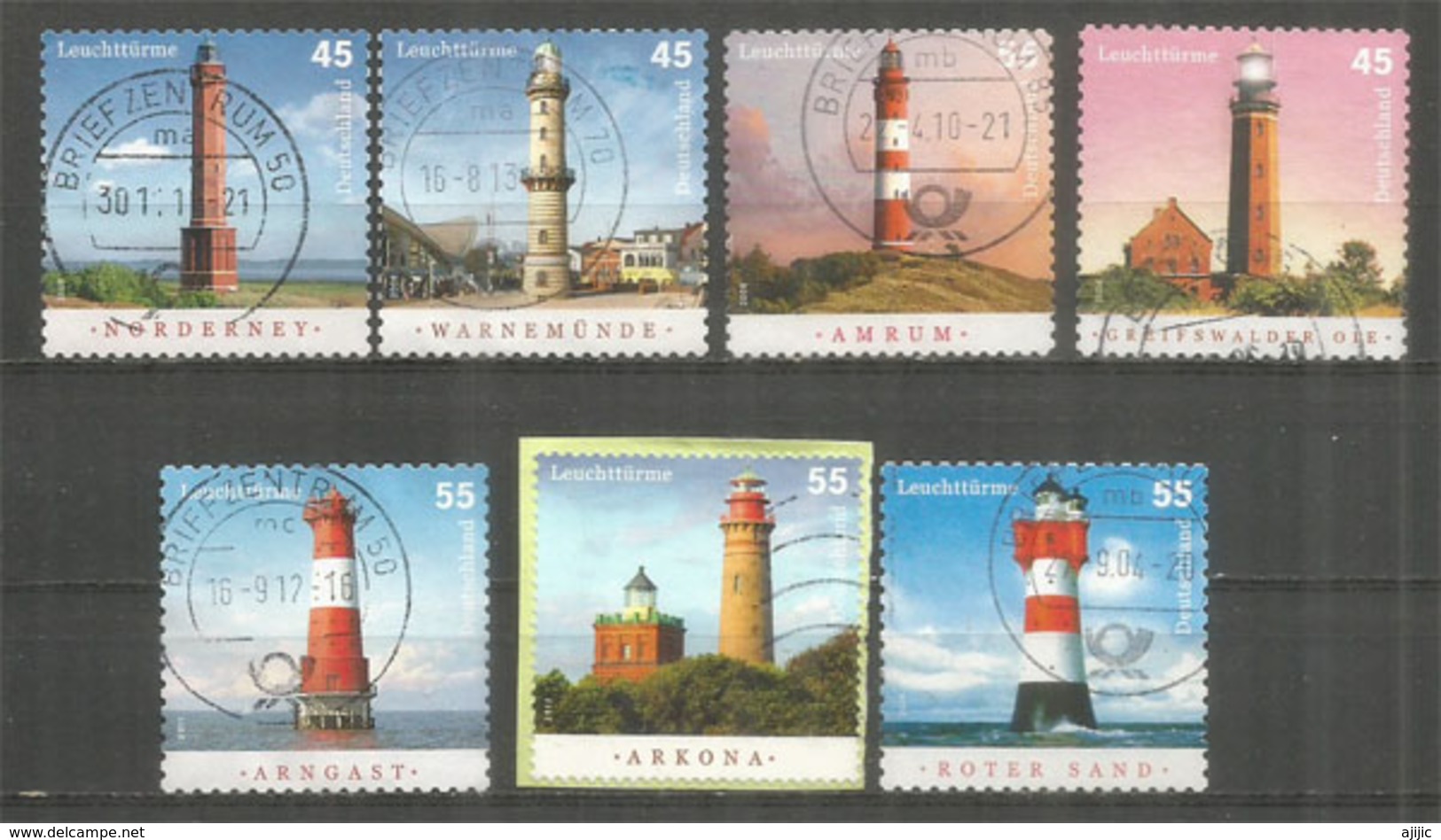 Phares Des Côtes De La Mer Baltique, 7 Timbres Oblitérés Allemagne , Bonne Qualité - Lighthouses