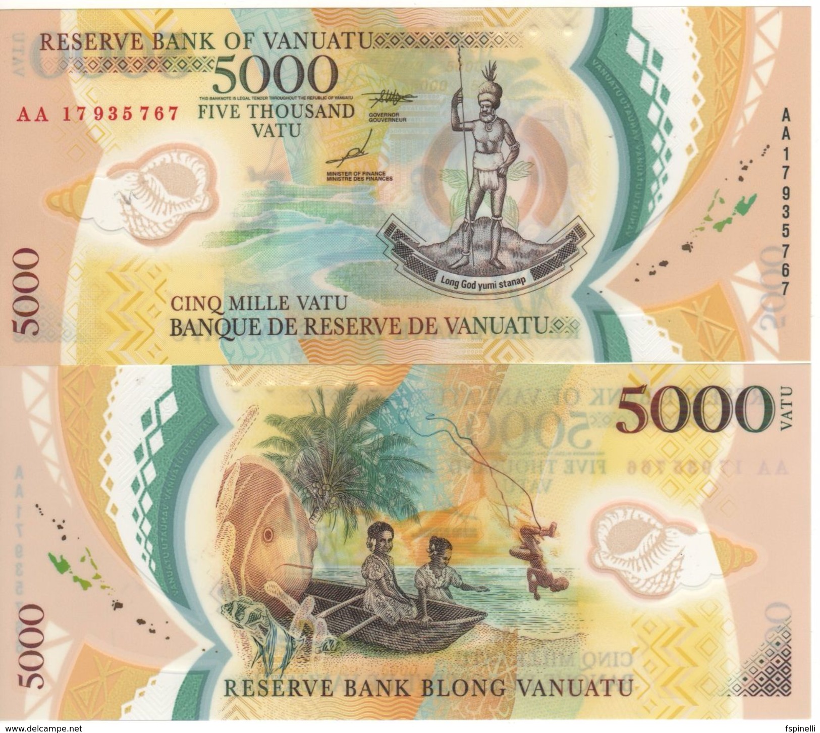 VANUATU   New 5'000 Vatu  "Just Issued"   Polimer     2017    UNC - Vanuatu