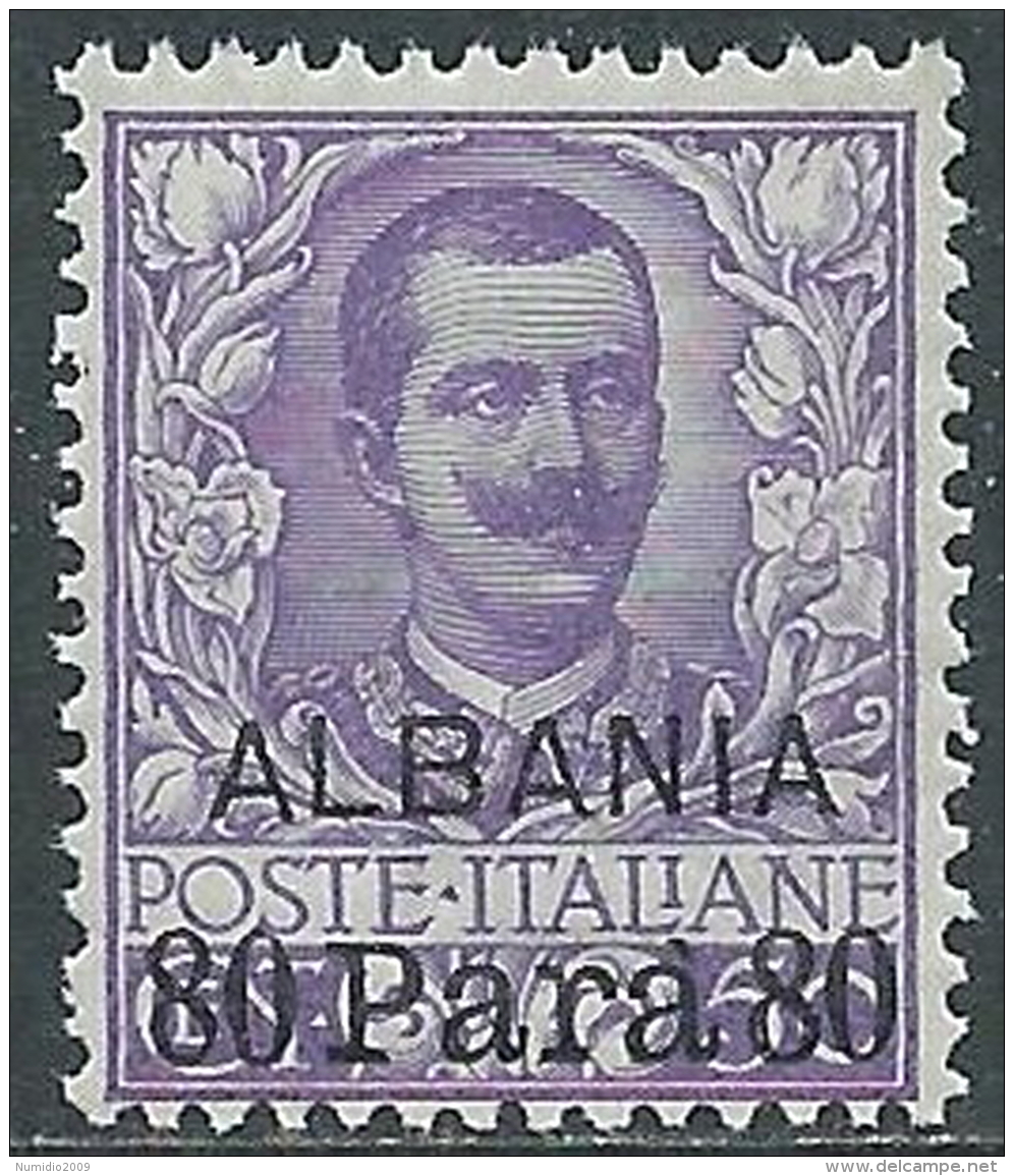 1907 LEVANTE ALBANIA FLOREALE 80 PA SU 50 CENT MNH ** - E101 - Albania