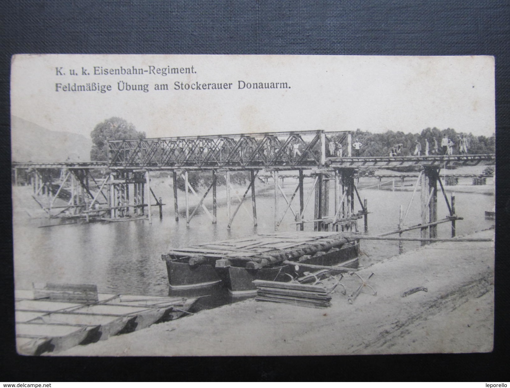 AK KORNEUBURG STOCKERAU Stockereauer Donauarm Eisenbahnregiment Ca.1915 // D*28727 - Korneuburg