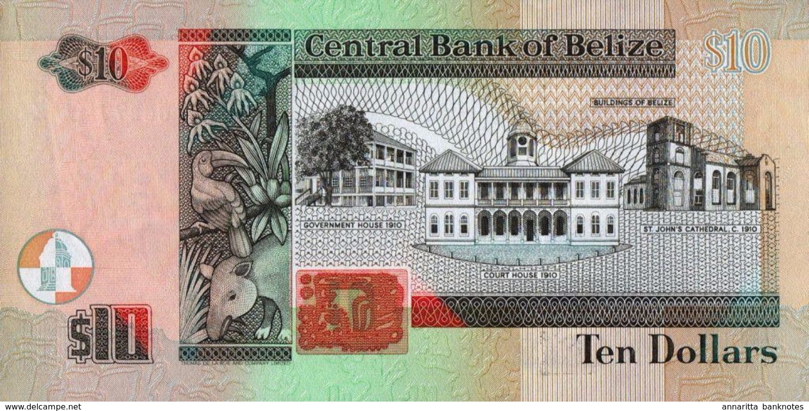 Belize 10 Dollars 2001, Prefix CC UNC, P-62b, BZ B320b - Belice