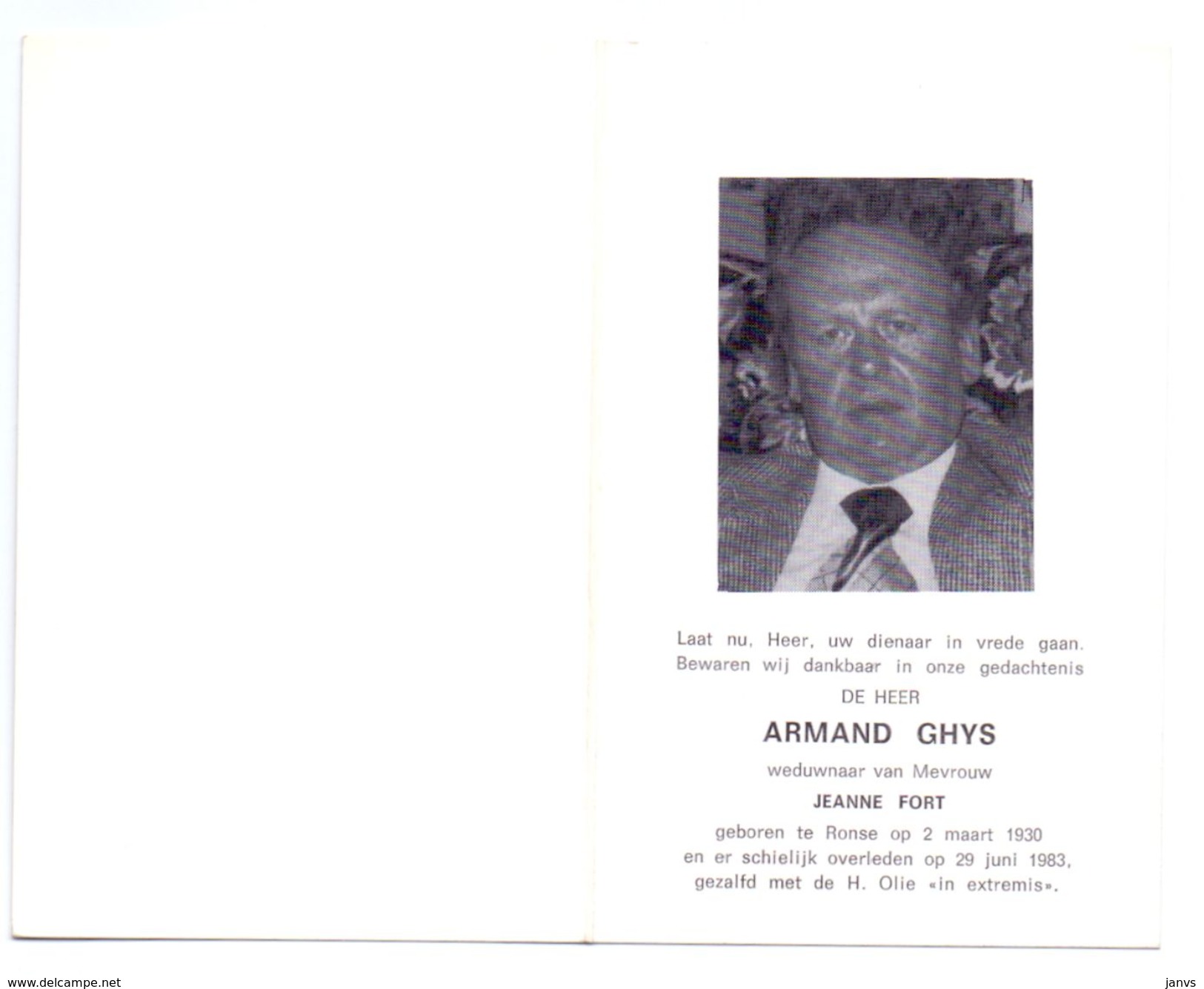 Devotie - Devotion - Armand Ghys - Ronse 1930 - 1983 - Fort - Obituary Notices