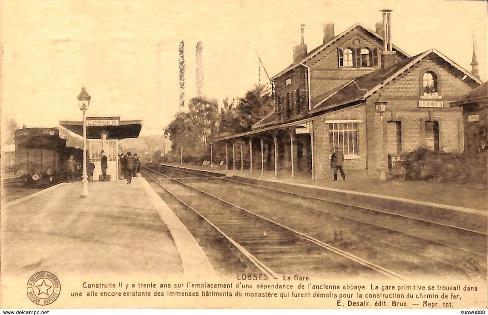 Lobbes - La Gare (animée, Train, Desaix, 1934) - Lobbes