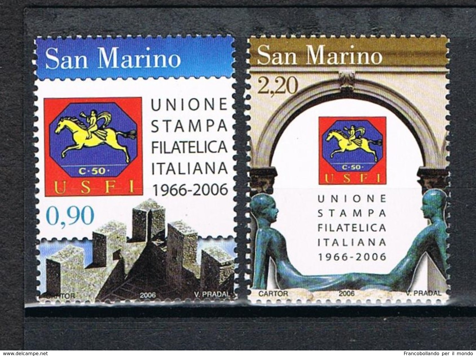 2006  SAN MARINO SET  40° ANNIVERSARIO DELL'UNIONE STAMPA FILATELICA ITALIANA  MNH ** MINT - Nuovi