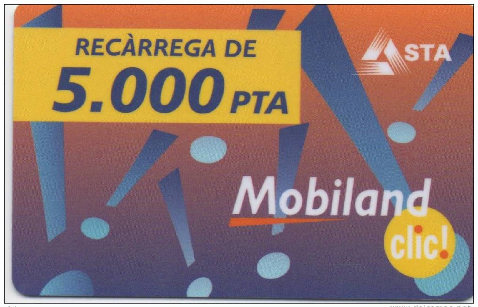 MOBILAND .Recarrega De 5000 PTA . 31/03/2003 . - Andorre