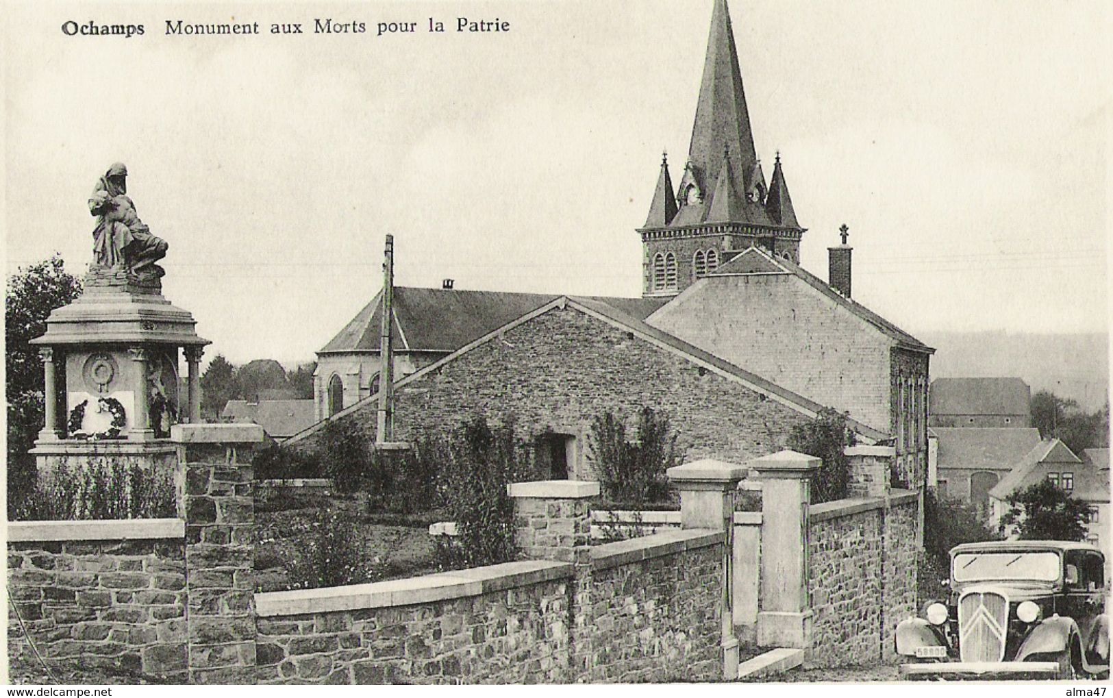 Ochamps - Monument Aux Morts Pour La Patrie - Maison, Citroën Oldtimer - Pas Circulé - Edit. Detroz Henri - Libin