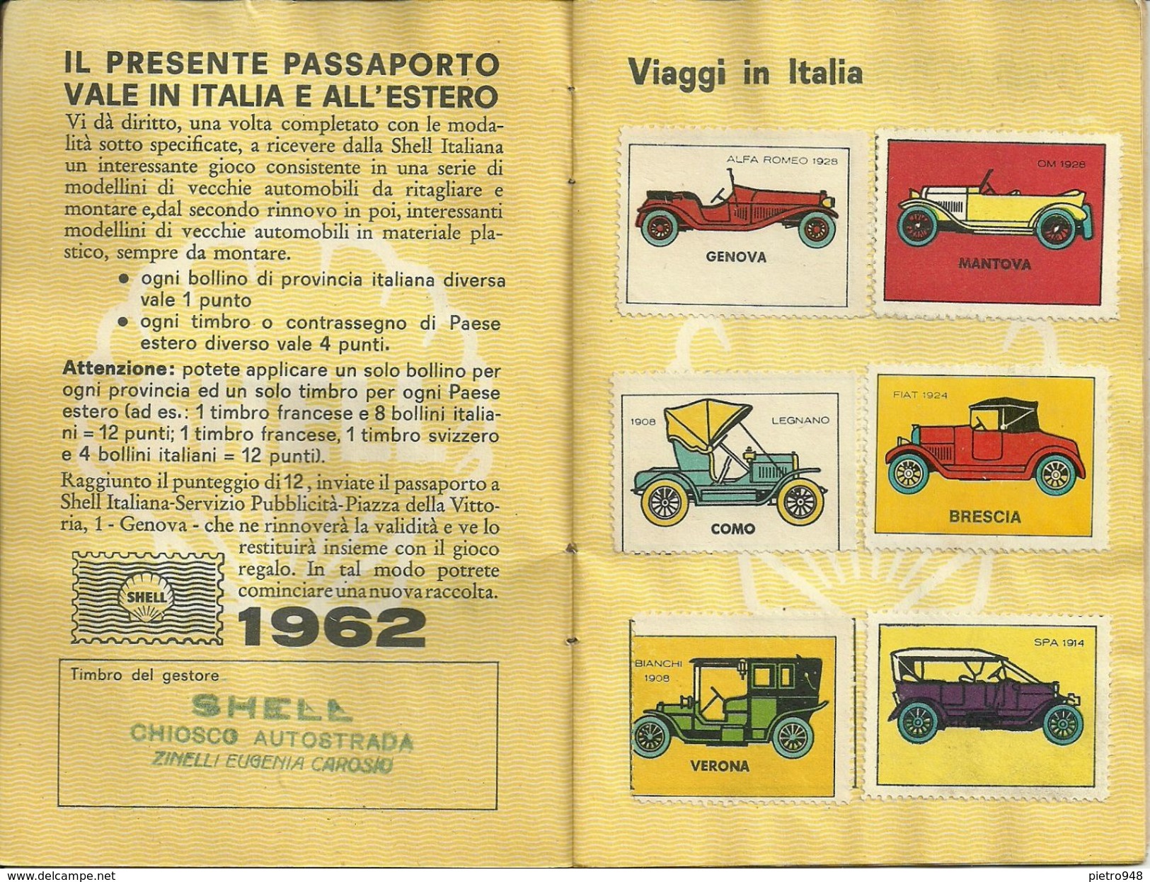Shell "Passaporto Per Ragazzi" Anno 1962, Composto Di 12 Pagine - Advertising
