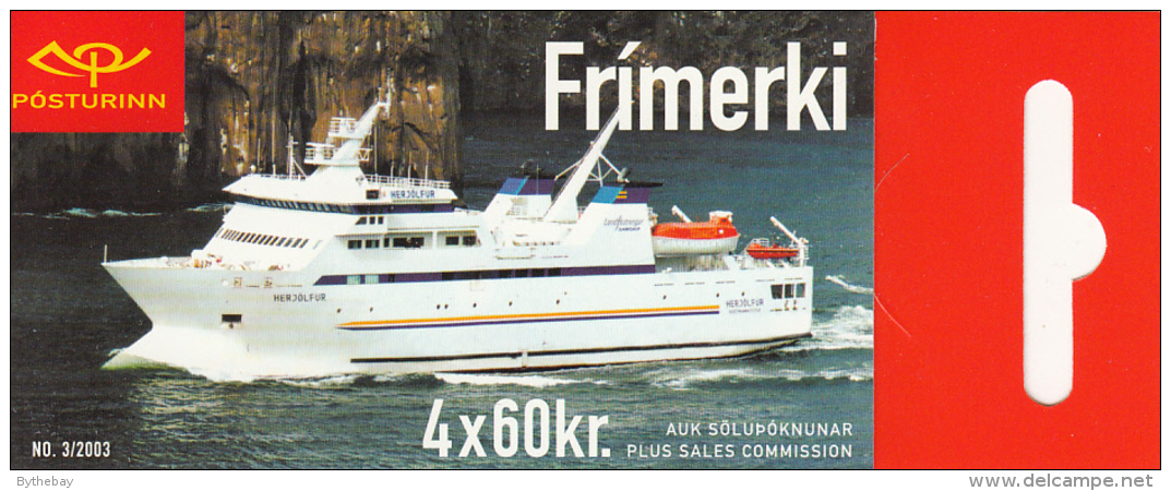 Iceland 2003 Booklet Of 4 Scott #991c 60k Herjolfur, Baldur - Ferries - Carnets