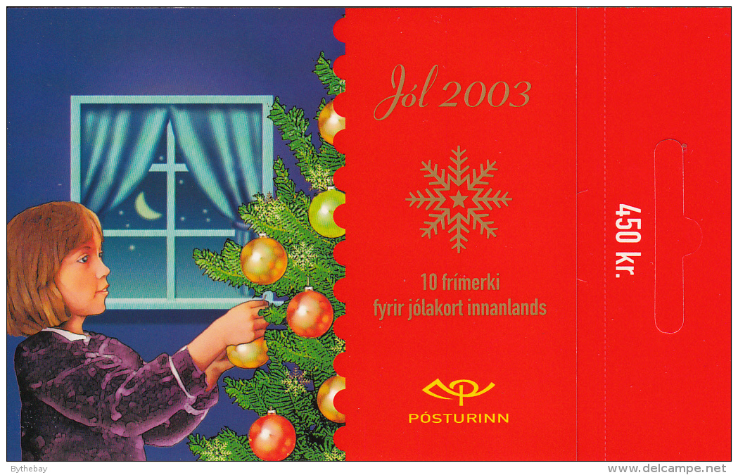 Iceland 2003 Booklet Of 10 Scott #1003a 45k Child Decorating Tree Christmas - Carnets