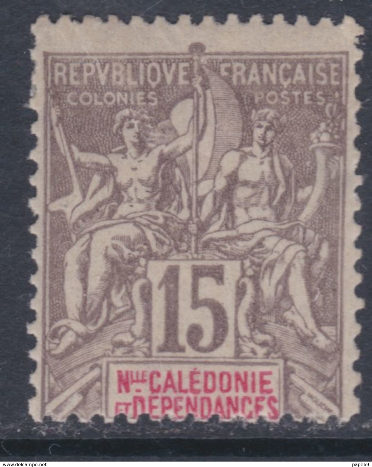 Nlle Calédonie N° 61 X Type Groupe : 15 C. Gris,  Trace De Charnière Sinon TB - Unused Stamps