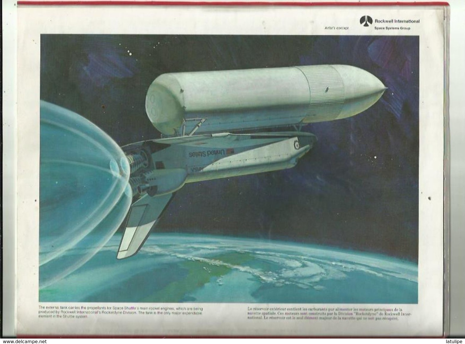 Document  De ROCKWELL- INTERNATIONAL_ Space Systeme Group (Reservoir Exterieur Cotenant Carburant Pour Alimenter Moteur) - Aviazione