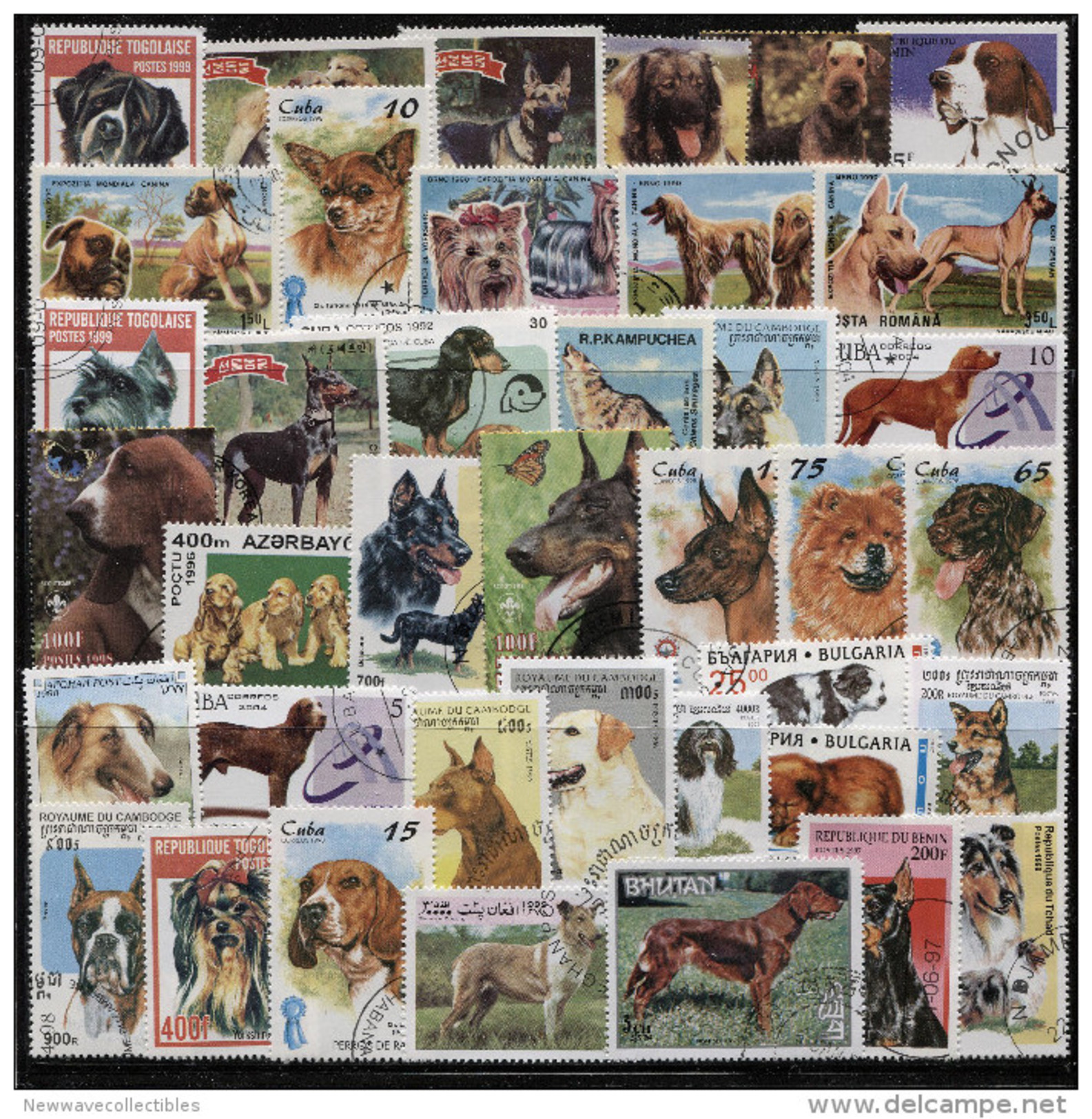 Dogs On Lot Of 100 All Different Large Postage Stamps, Many Countires, Used In Good Codition. - Farm