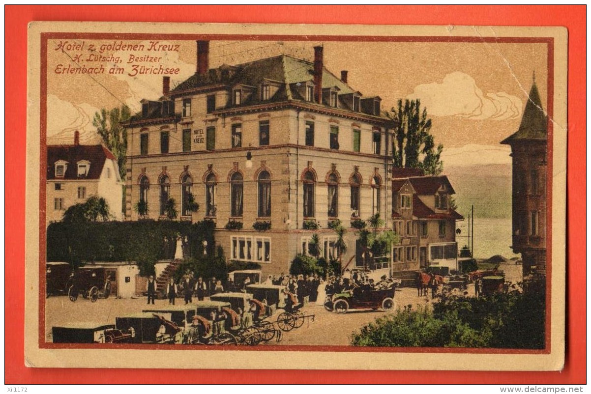 MIV-19  Erlenbach  Hotel Goldenen Kreuz  ANIME. Cachet 1921, Pli Angle Supérieur Droit. - Erlenbach