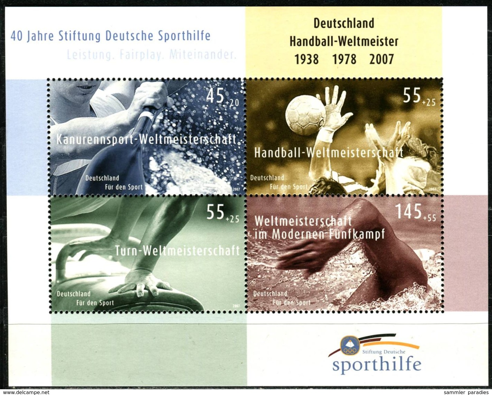 BRD - Michel Block 70 = 2578 + 2585 / 2587 - ** Postfrisch - Sporthilfe 07 - Nuevos