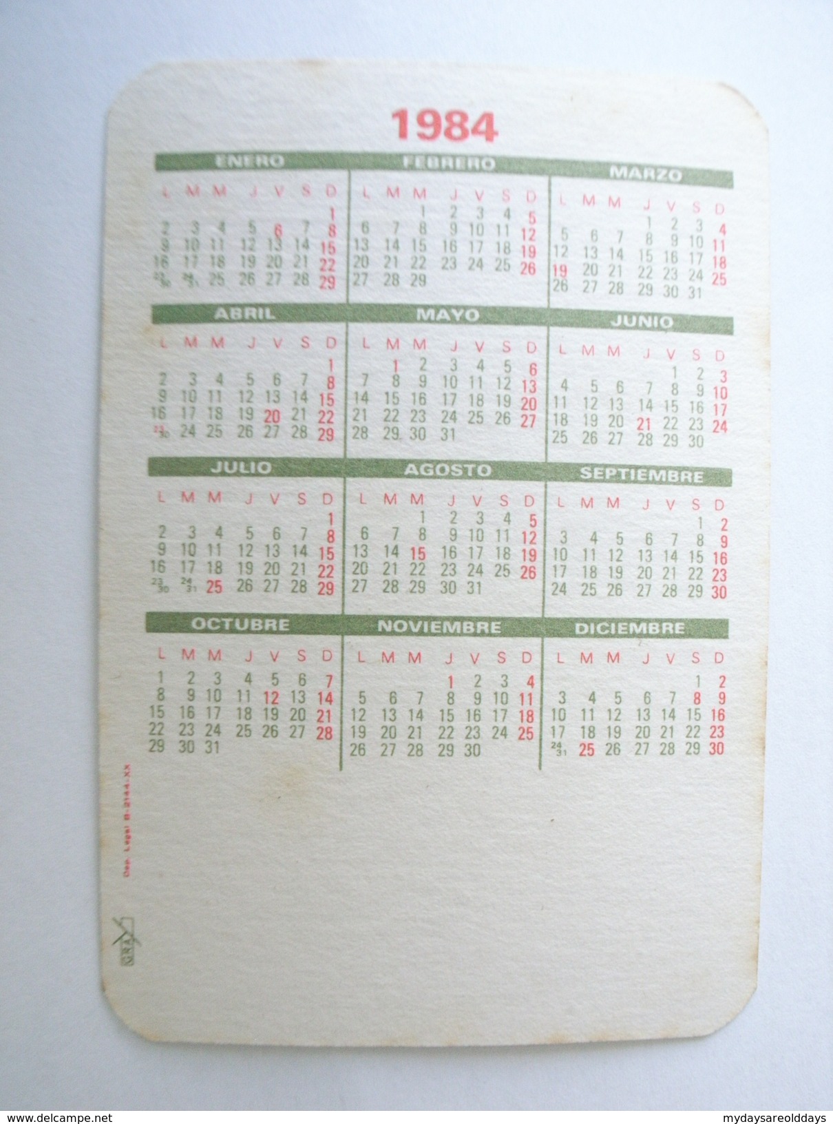 1 Calendar - Portugal Flower Woman (d4) - Petit Format : 1991-00
